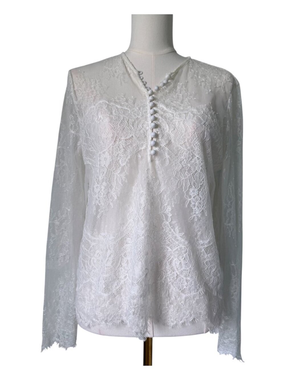 THE KOOPLES | Ivory Lace Long Sleeve Button Down Limited Edition Shirt Sz 4